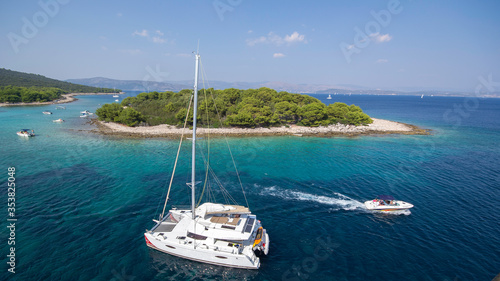 Fototapeta Naklejka Na Ścianę i Meble -  Sailing in the adriatic sea on Croatian coast