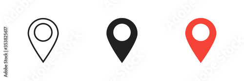 Pointer location set icon on white background. Isolated vector