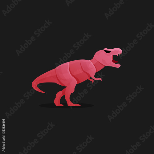Vector illustration of red dinosaurus logo design template.