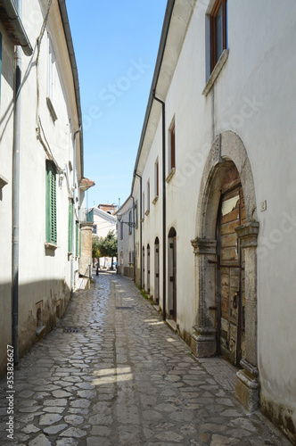 Montefusco, Italy, 05/01/2017. A street between the old houses of a medieval town © Giambattista