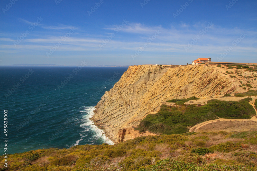 Rocky atlantic coastline of Portugal with waves