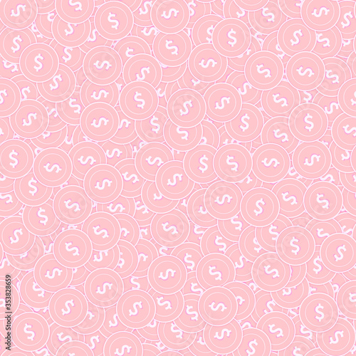 American dollar copper coins seamless pattern. Nic