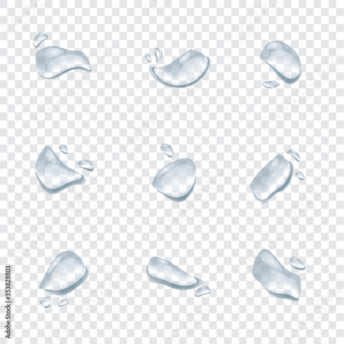 realistic water drop vectors isolated on transparency background, clear drop splash and rainy crystal illustration ep33