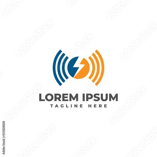 Signal Power Wifi with Flash Logo Vector Icon Illustration