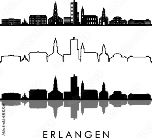 Erlangen City Bavaria Skyline Silhouette Cityscape Vector photo