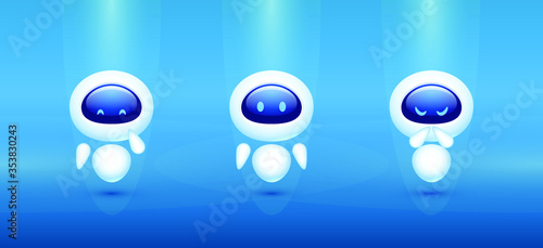 Chat bot . Robot with different emotions. Concept for customer service. 