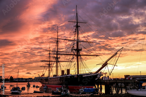 Fotografie HMS Warrior during sunset