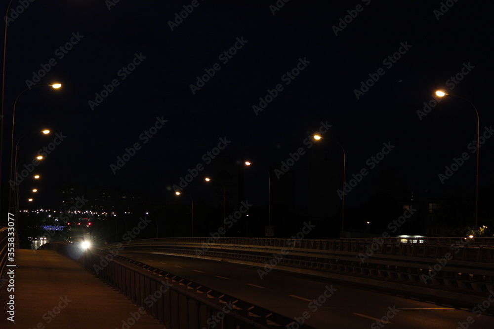 Autostrada,most,ruch drogowy,noc,droga,iskra.