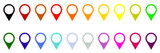 Vector illustration of set map pointers in different colors on a white background which can be use in cartography or gps navigation like a pin to point a specific place on the map.