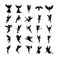 Poster Feen und Elfen Feen Silhouetten im Mondscheinzauber  © Vectors Market