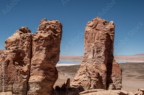 Lonesome rockets in Atacama desert in Chile