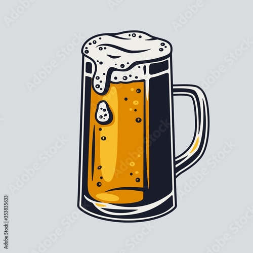Colored beer mug with foam bar menu