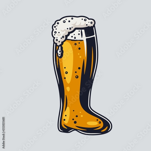 Colored beer mug with foam bar menu