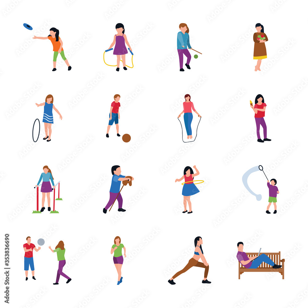 
Park Activities Flat Icons Pack 
