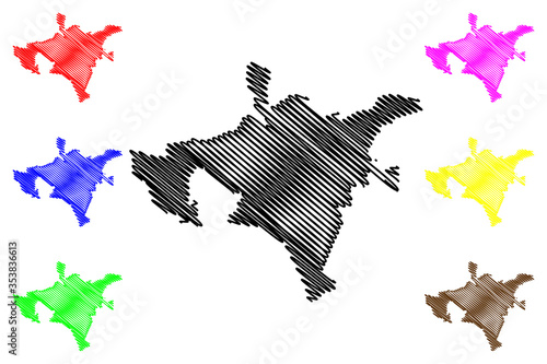 Kayseri City (Republic of Turkey, Central Anatolia Region) map vector illustration, scribble sketch City of Kayseri map