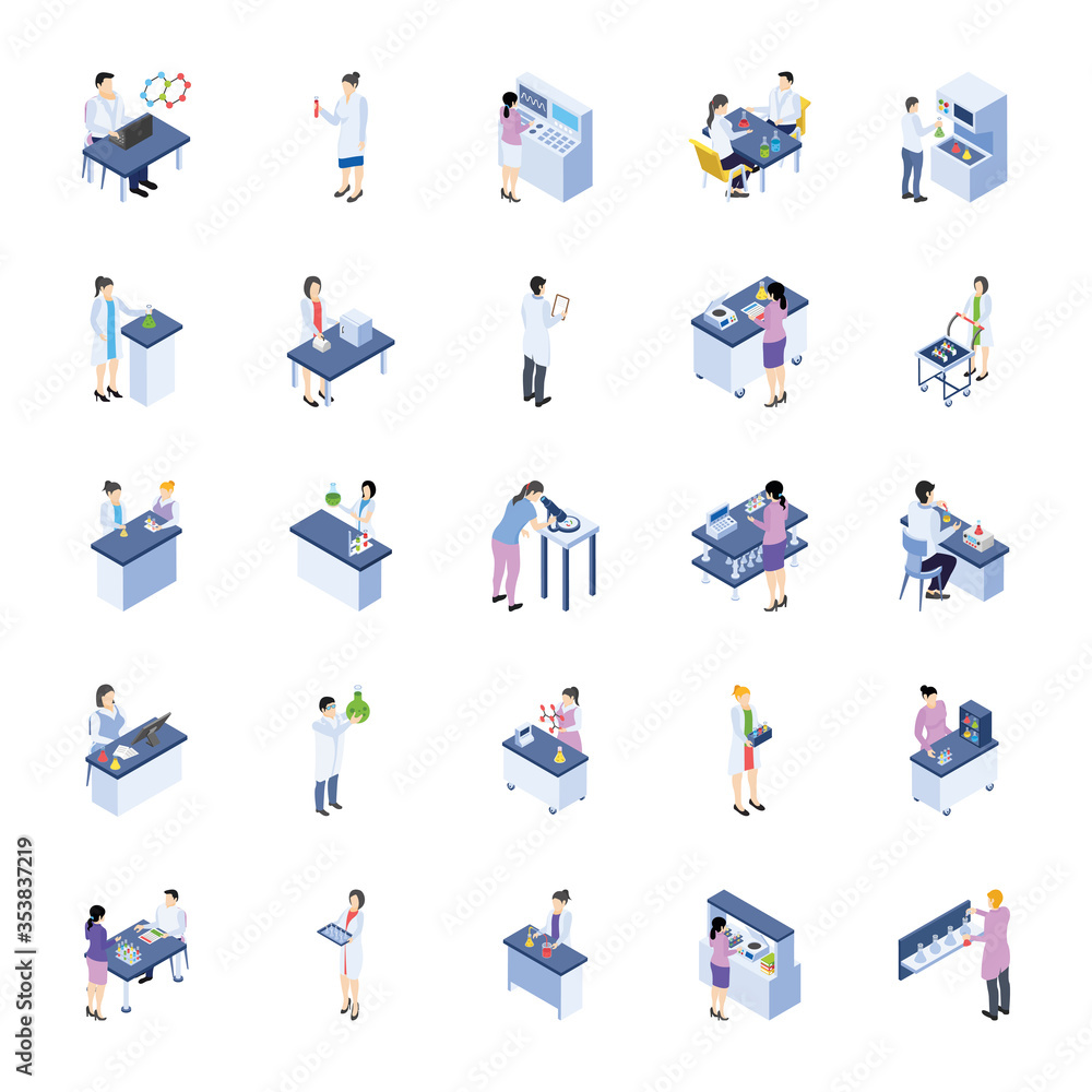 Scientific Lab Isometric Icons Pack Scientific Lab Isometric Icons Pack