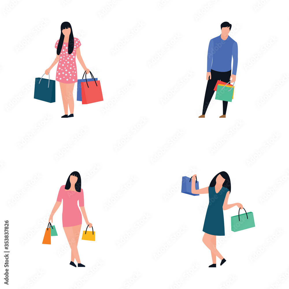 
 Purchasing People Flat Icons Pack 
