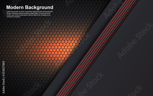 Illustration vector graphic of Abstract background orange dimension on black modern