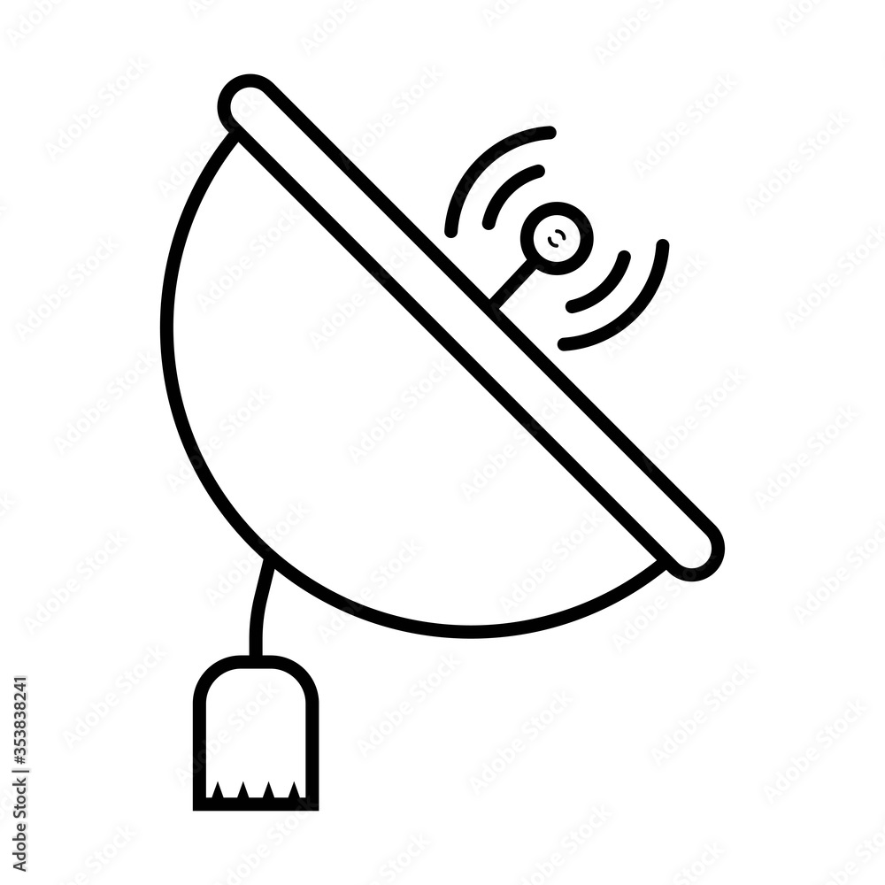 Large satellite dish antenna receiver and transmitter for television and radio transmission flat vector Large satellite dish antenna receiver and transmitter for television and radio transmission flat vector