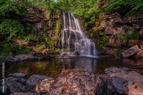 East Gill Force  Keld  Swaledale  in the dramtic countryside of North Yorkshire  fantastic adventure travel destination or holiday vacation to view picturesque scenery at sunrise or sunset