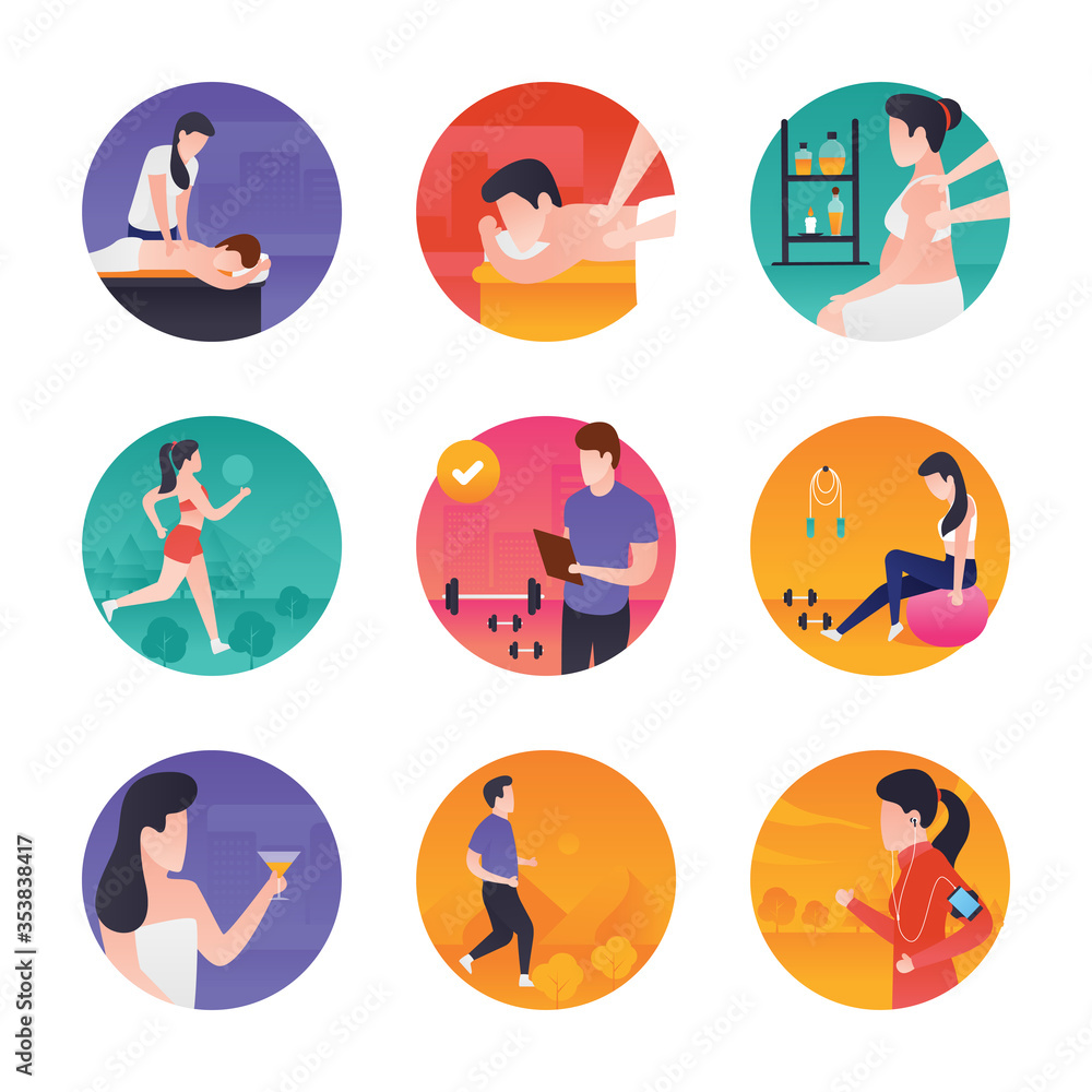 Fototapeta premium Fitness And Spa Illustrations 