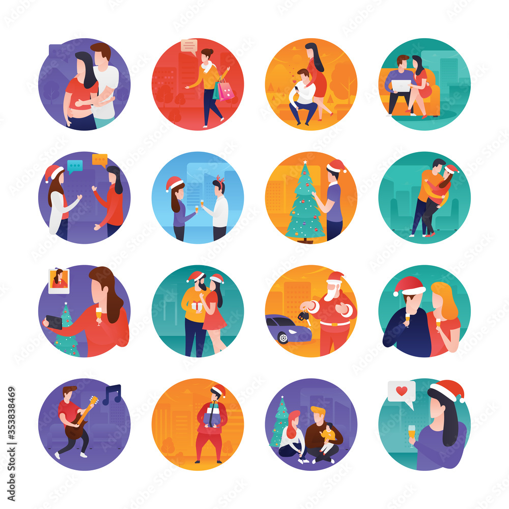 Christmas and New Year Flat Illustrations Set
Christmas and New Year Flat Illustrations Set