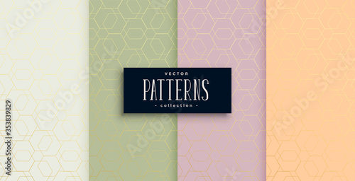 set of minimal hexagonal style beautiful patterns