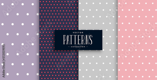 cute polks dots patterns set of four