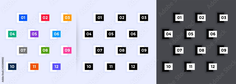 geometric numbered bullet points from one to twelve geometric numbered bullet points from one to twelve