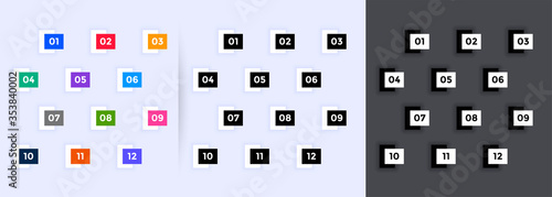 geometric numbered bullet points from one to twelve