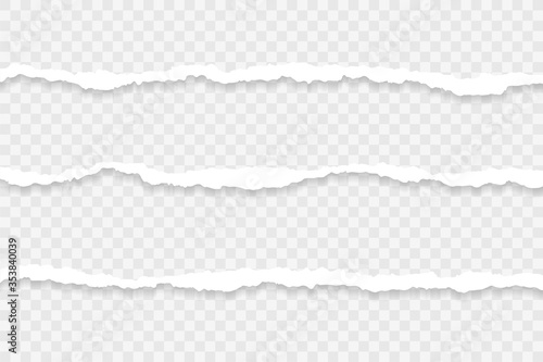 three long piece of torn papers transparent background
