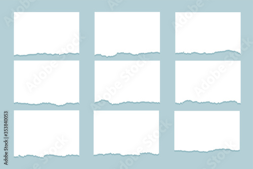 torn paper ripped sheets set of nine