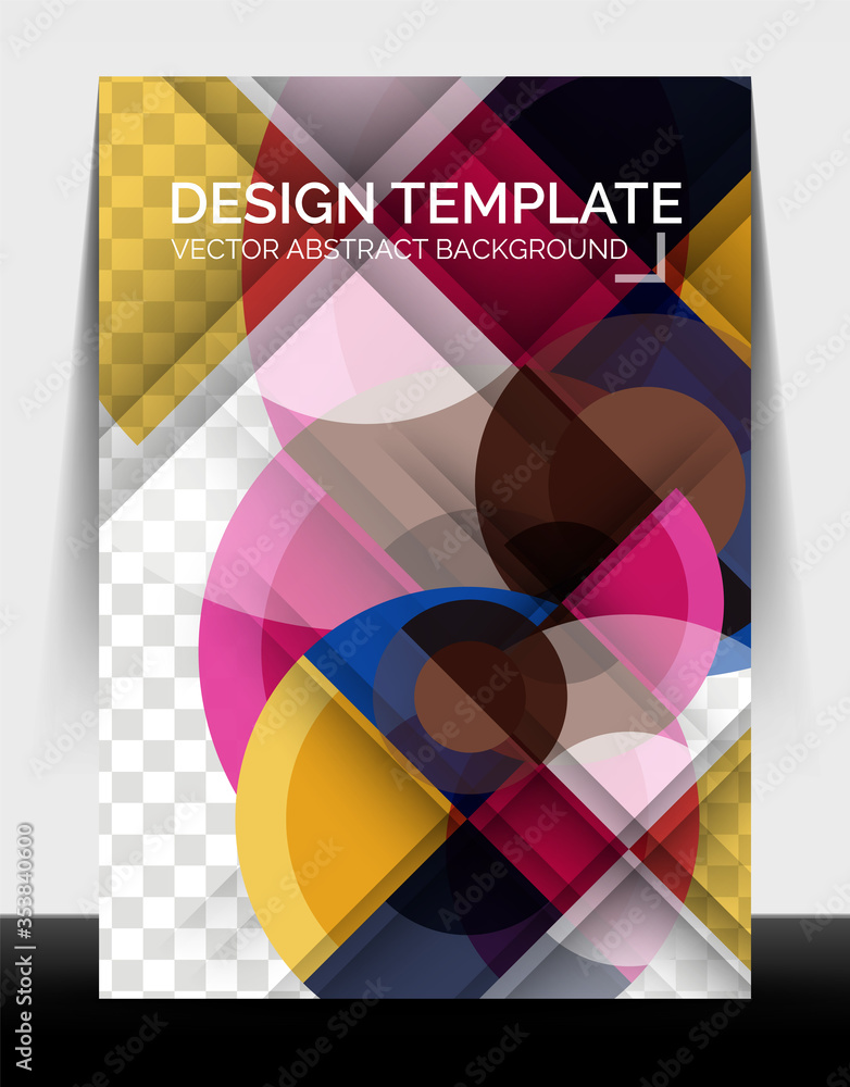 A4 flyer annual report circle design, vector background print template