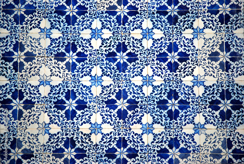 Painel de azulejos azuis e brancos, Lisboa, Portugal