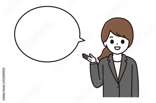 スーツ 女性 吹き出し イラスト