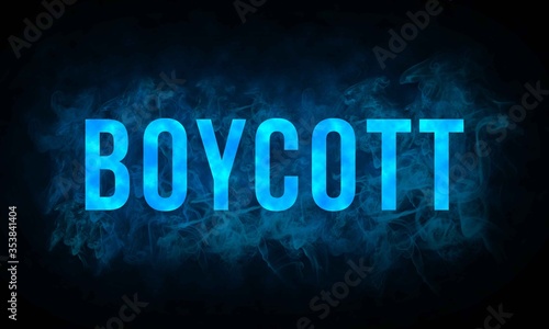 Word "Boycott" is written with blue color on dark background with smoke effect, illustration