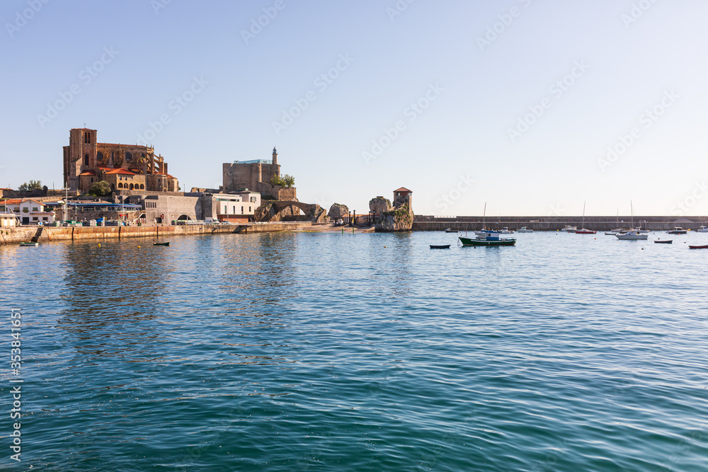 Landscape of the church, lighthouse castle and hermitage of Castro Urdiales, Cantabria