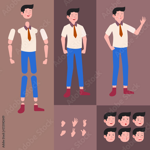 business man with different expression and rigging character