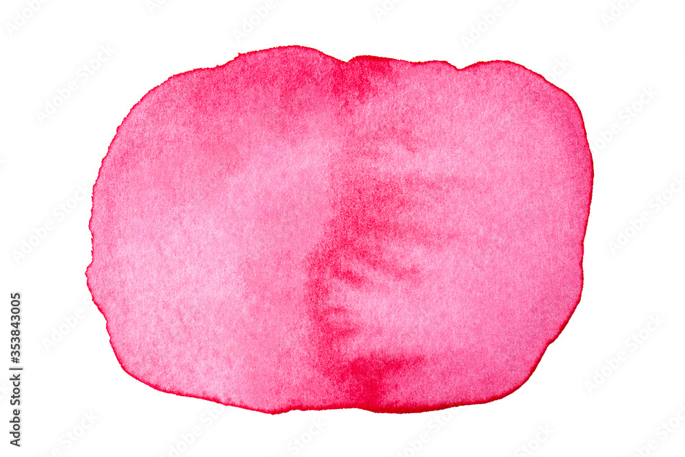 Abstract pink watercolor spot isolated on white background. Colorful aquarelle splash on paper, liquid splatter of paint Abstract pink watercolor spot isolated on white background. Colorful aquarelle splash on paper, liquid splatter of paint