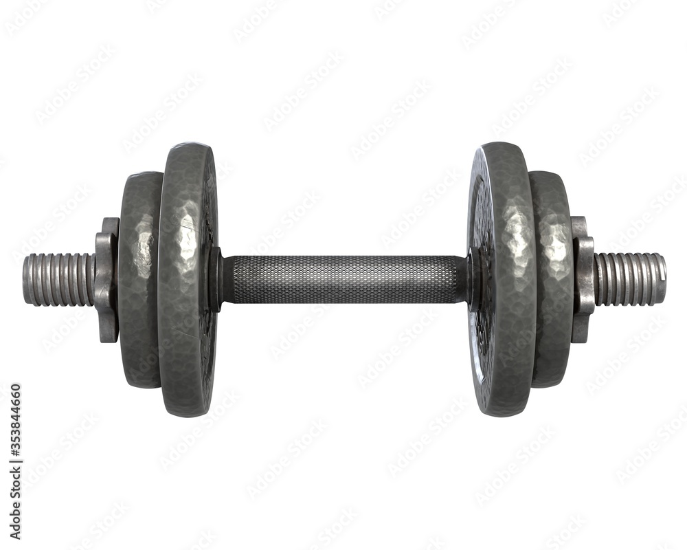 Fototapeta premium 3D render of vintage dumbbell isolated on white