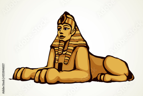 Egyptian sphinx. Vector pen drawing