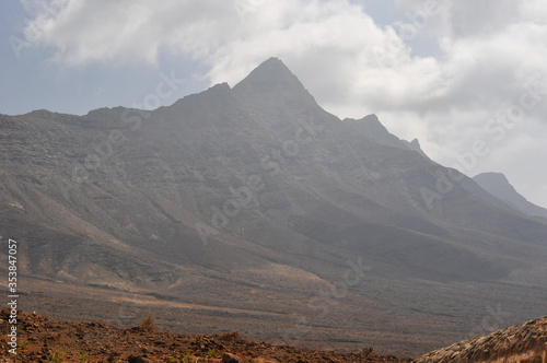 Panoramic view with vulcanic mountains in Fuerteventura, Spain