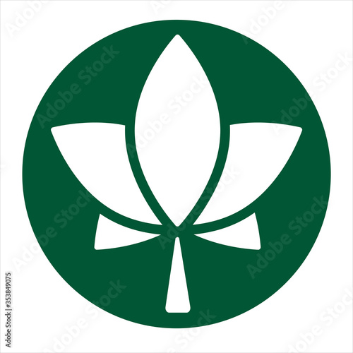 Leaf line icon. Ivy leaf in green circle. Sycamore, maple leaf icon. Element for cosmetic, medical product packaging design. Logo design. Nature, environment concept. Vector illustration