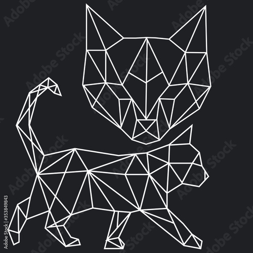 Vector abstract polygonal geometric cat head