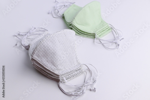 heap of face mask handmade sewing from fashion fabric cotton cloth for sale