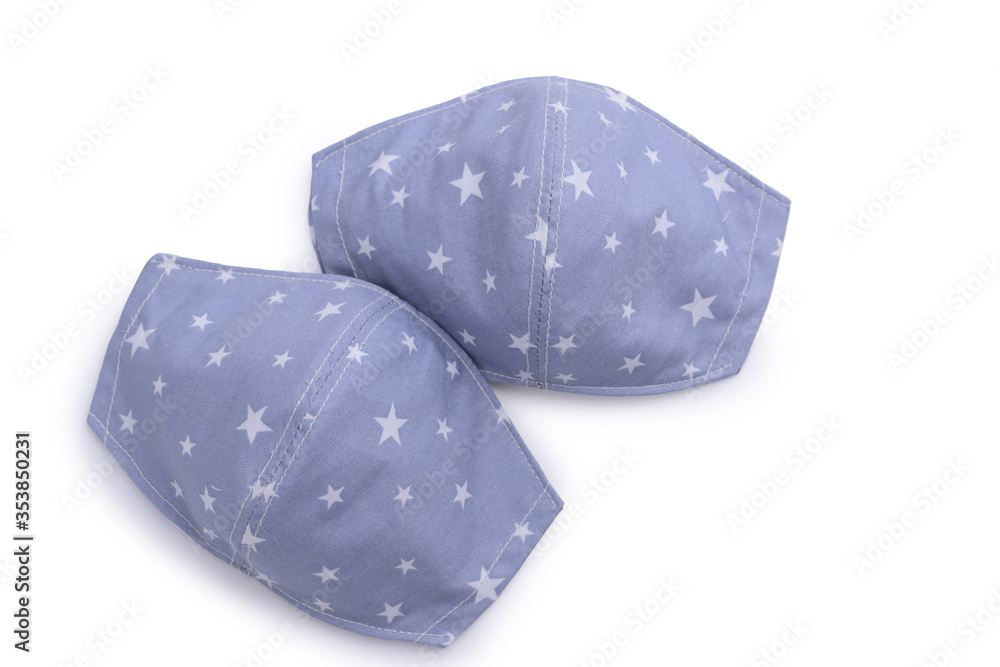 design of face mask handmade sewing from fashion fabric cotton cloth, image isolated on white background design of face mask handmade sewing from fashion fabric cotton cloth, image isolated on white background