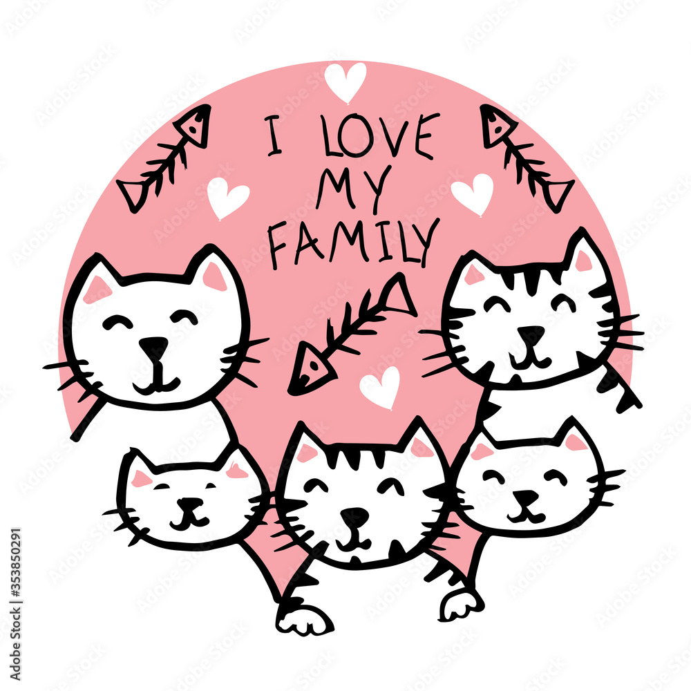 Cats family mother, father,and kids
