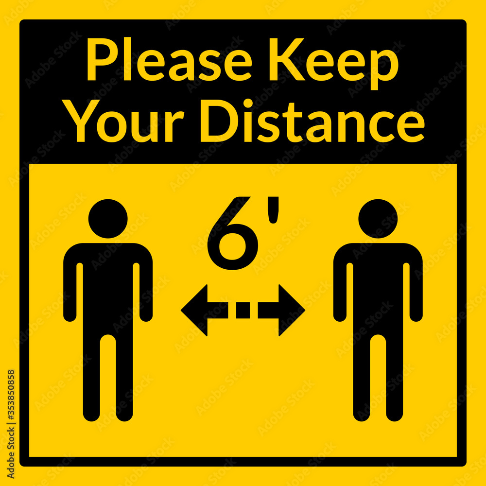 Please Keep Your Distance 6 Feet Square Social Distancing Instruction Icon. Vector Image.
Please Keep Your Distance 6 Feet Square Social Distancing Instruction Icon. Vector Image.