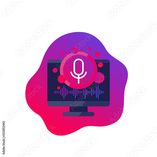 Voice and audio recognition software vector icon