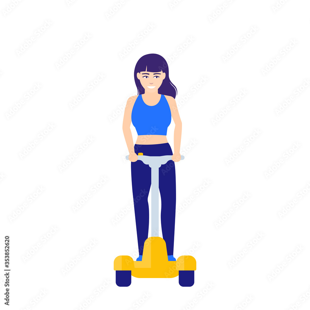 Girl on electric self-balancing scooter, vector Girl on electric self-balancing scooter, vector